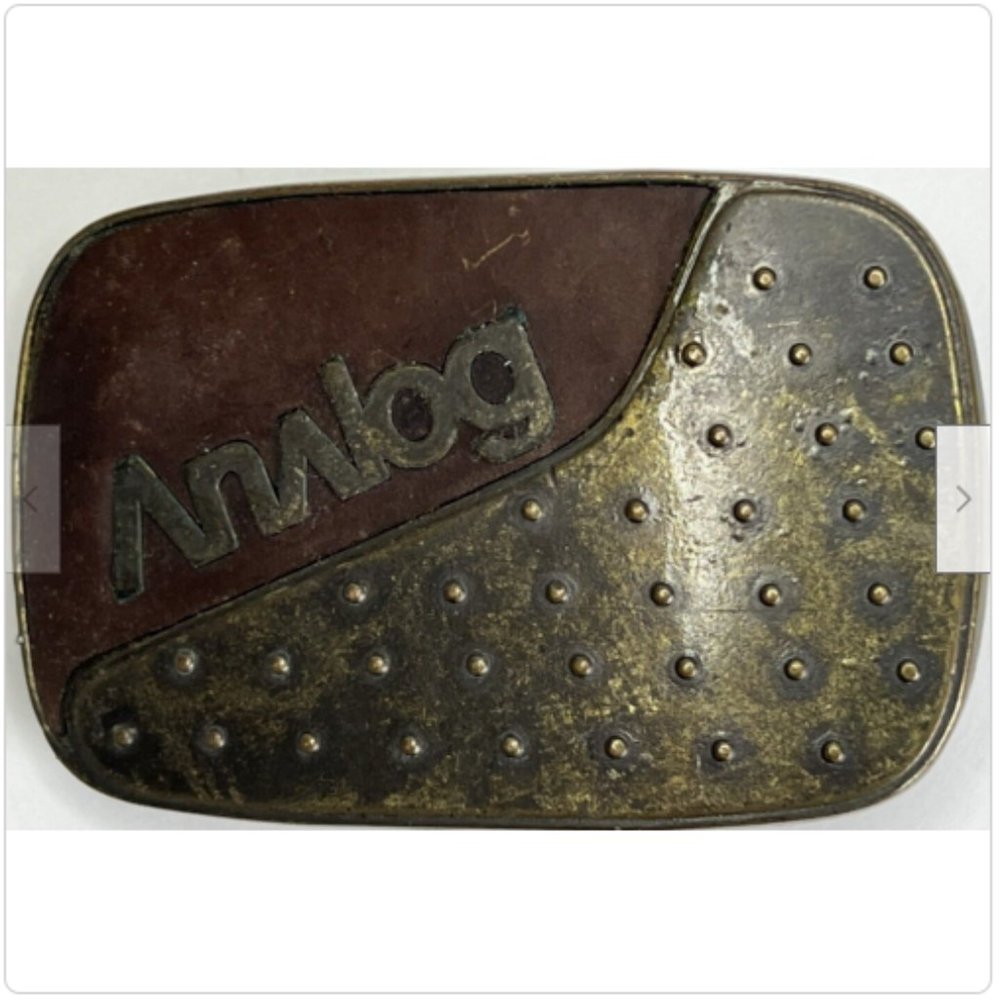 Vintage Patinaed Analog Burton Snowboard Solid Brass Belt Buckle
